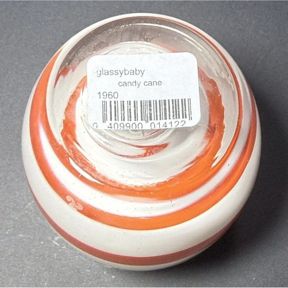 Glassybaby Candle Holder CANDY CANE Glass Votive‎ Holder Pre Triskelion 1960